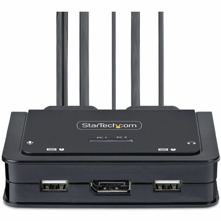 StarTech.com 2-Port USB-C Cable KVM Switch, 4K 60Hz DisplayPort Output, Compact KVM with