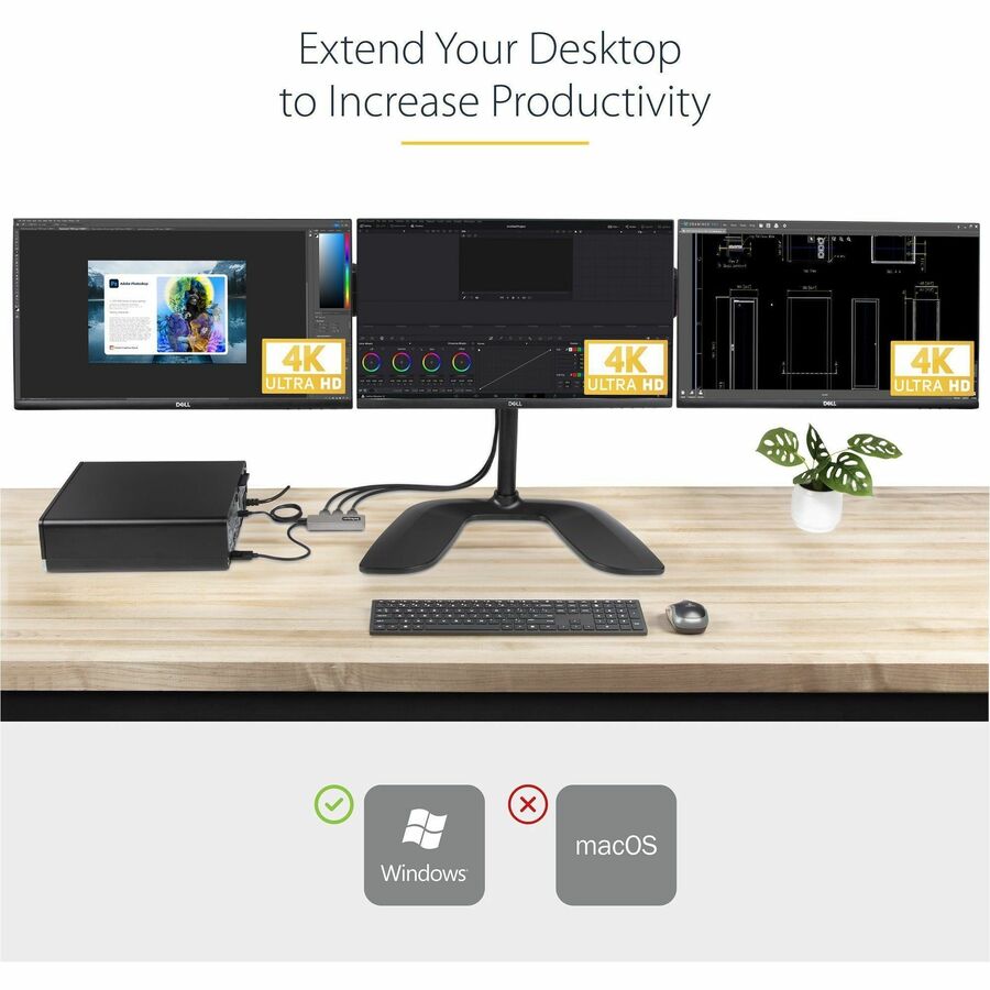 StarTech.com 3-Port MST Hub, DisplayPort to Triple 4K 60Hz HDMI, DP 1.4 Multi-Monitor
