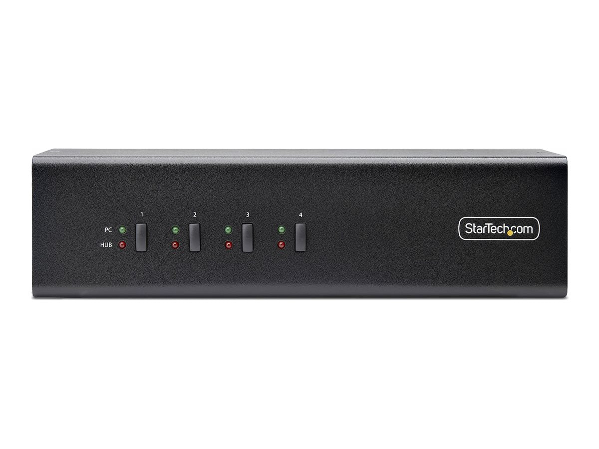 StarTech.com 4-Port Dual-Monitor DisplayPort KVM Switch, 4K 60Hz, 2x USB 5Gbps Hub Ports, 2x USB 2.0 HID Ports, Hotkey and Push-Button P4DD46A2-KVM-SWITCH