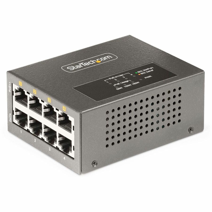 StarTech.com 4-Port Multi-Gigabit PoE++ Injector 5/2.5G Ethernet (NBASE-T) PoE/PoE+/PoE++