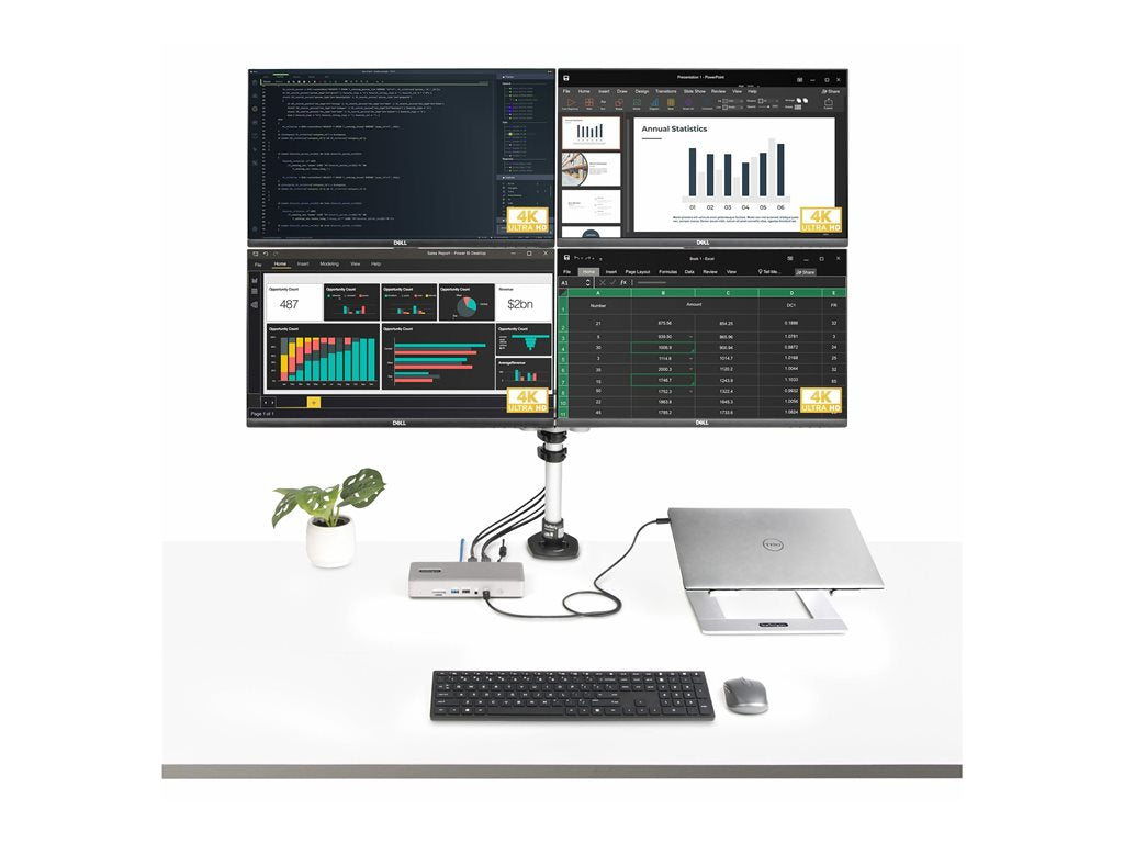 StarTech.com Thunderbolt 4 Multi-Display Docking Station, Quad/Triple/Dual Monitor Dock, 2x HDMI/2x DisplayPort, 7x USB Hub, 132N-TB4USB4DOCK