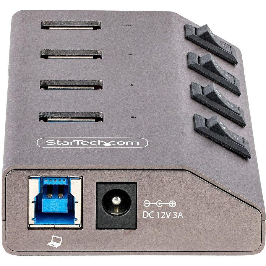 Startech.Com 4-Port Self-Powered Usb-C Hub With Individual On/Off Switch, Desktop/Laptop Usb-C To Usb-A Hub, Usb Type C Hub W/Power Supply