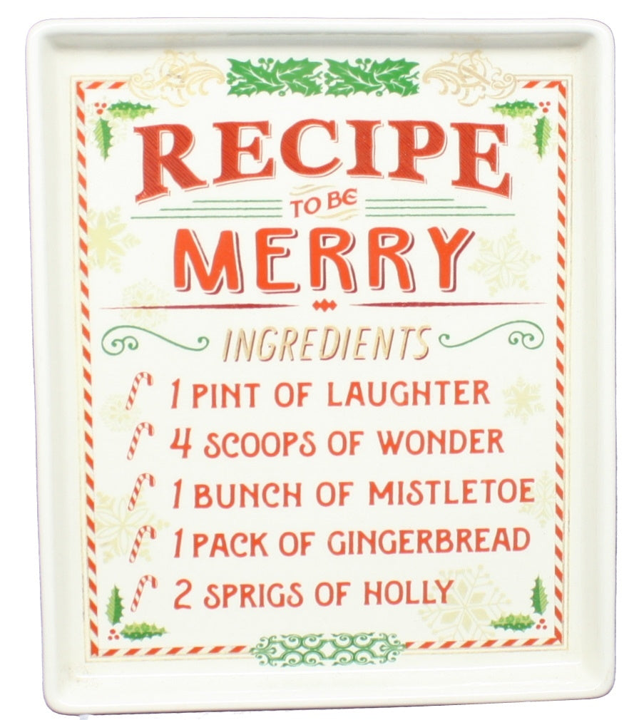 Stoneware Recipe Plate - Be Merry