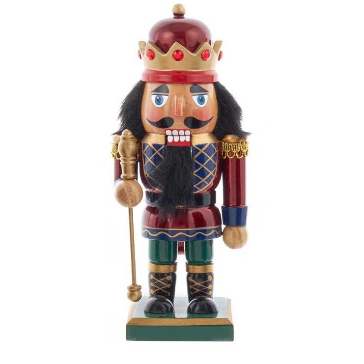 Stout Wooden Nutcracker - 9 Inch - King with Staff