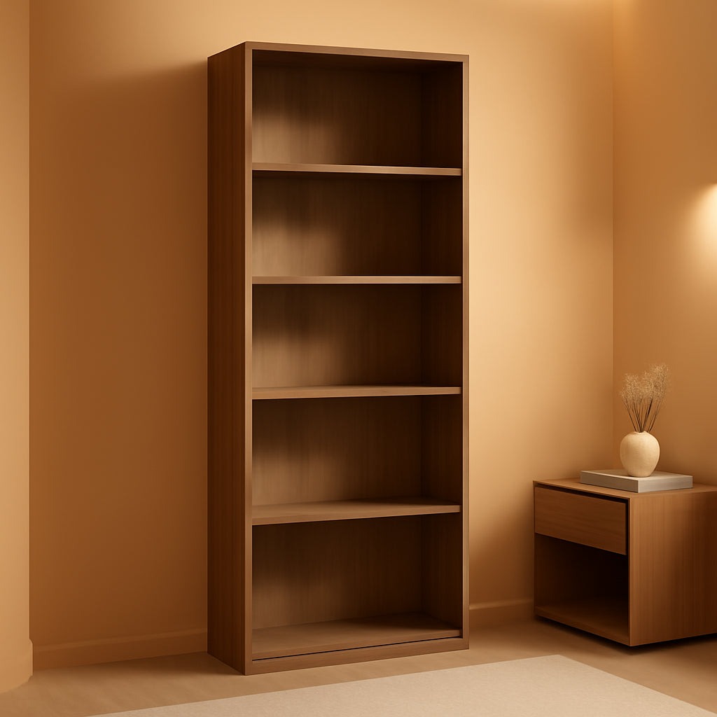 Summer Oak 5 Shelf Bookcase Engineered Wood Home Office