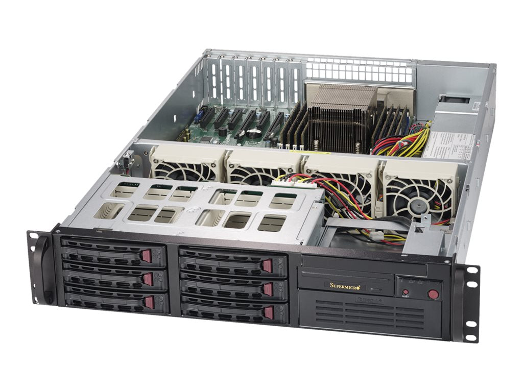 Supermicro SC822T 333LPB - Rack-mountable - 2U - extended ATX - SATA/SAS - hot-swap 380 Watt - black CSE-822T-333LPB