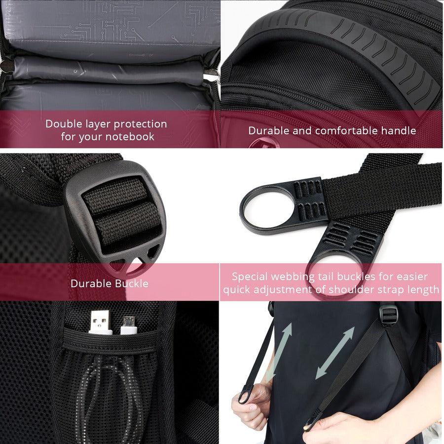 Swissdigital Design Circuit J14-BR Rugged Carrying Case (Backpack) for 15.6" to 16" Apple iPad Travel Essential, Notebook, MacBook - Black