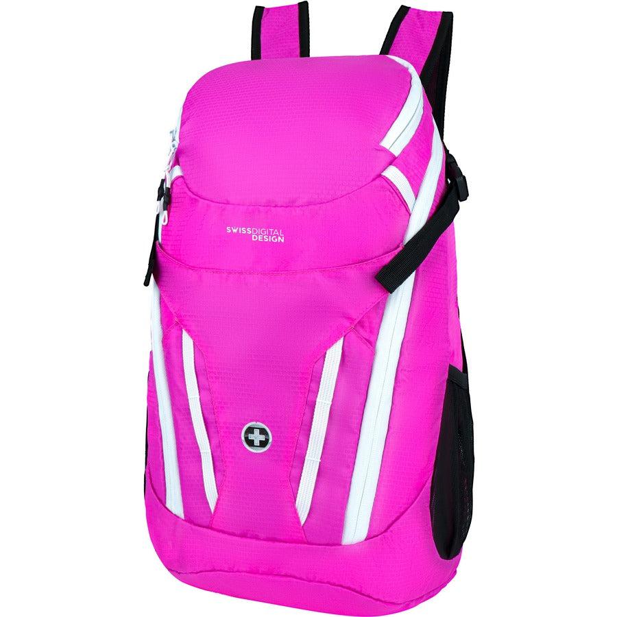 Swissdigital Design Kangaroo SD1596-46 Rugged Carrying Case (Backpack) for 16" Apple Notebook, MacBook Pro, Accessories, Tablet, Cell Phone - Pink