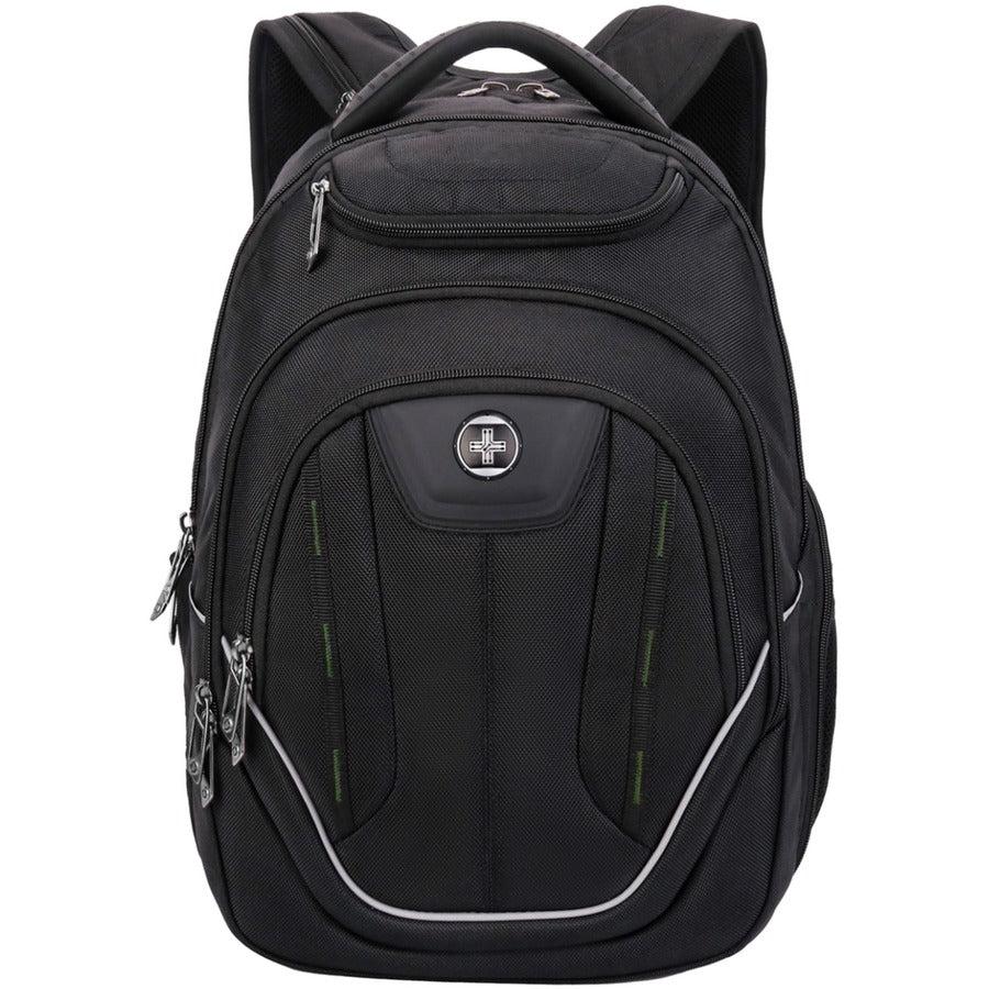 Swissdigital Design TERABYTE F J16BTF-21 Carrying Case (Backpack) for 15.6" to 16" Apple iPhone iPad MacBook Pro, Notebook - Black/Green