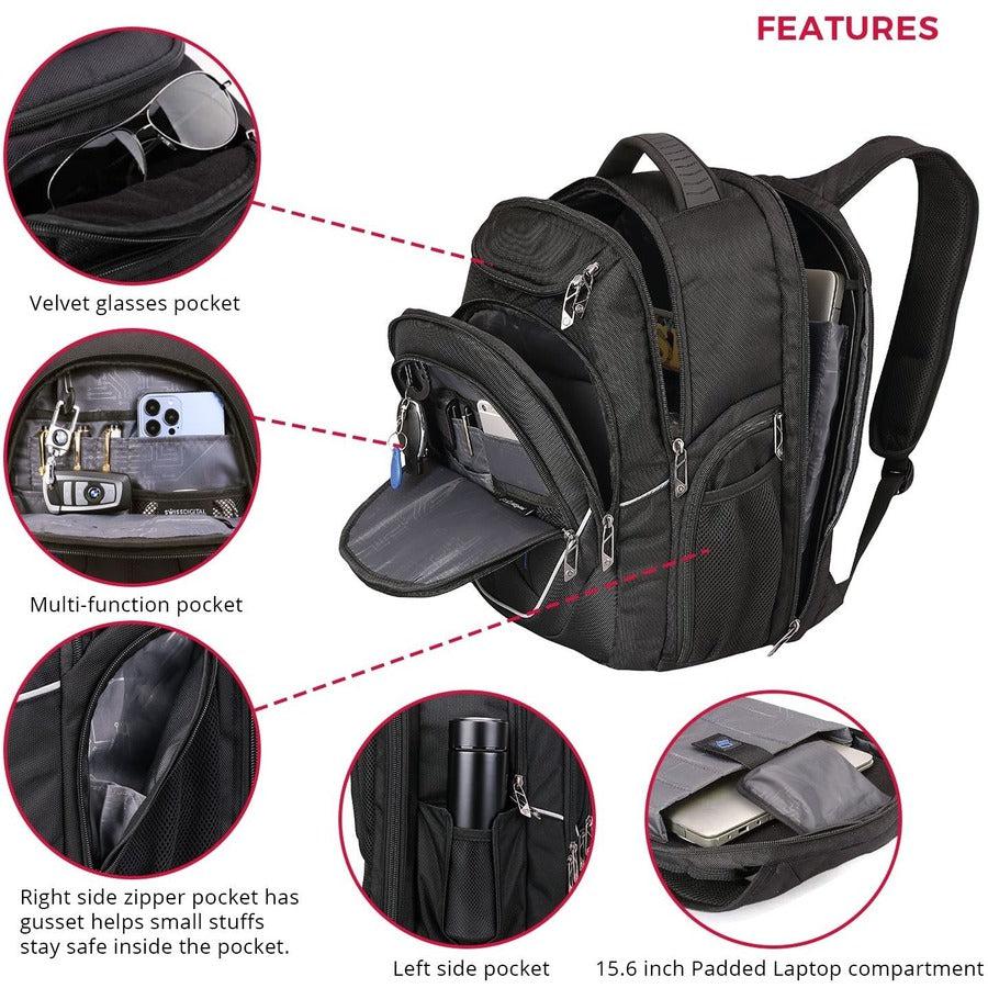 Swissdigital Design TERABYTE J16BT-1 Carrying Case (Backpack) for 15.6" to 16" Apple Travel, Notebook, MacBook Pro - Black