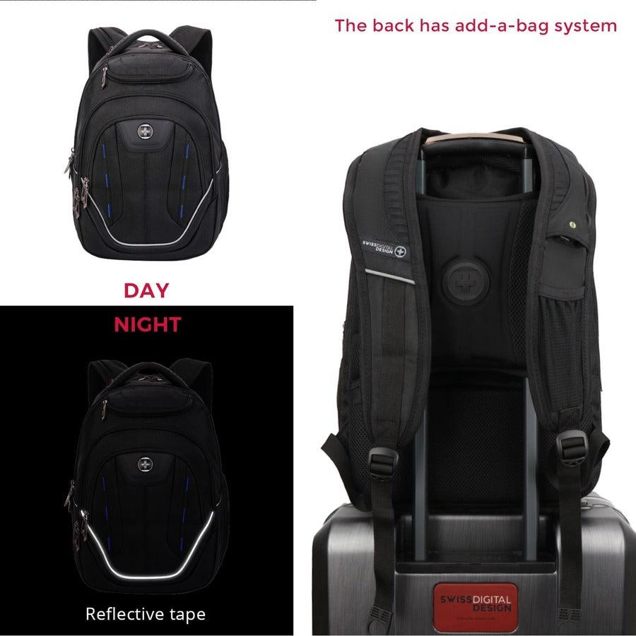 Swissdigital Design TERABYTE J16BT-1 Carrying Case (Backpack) for 15.6" to 16" Apple Travel, Notebook, MacBook Pro - Black
