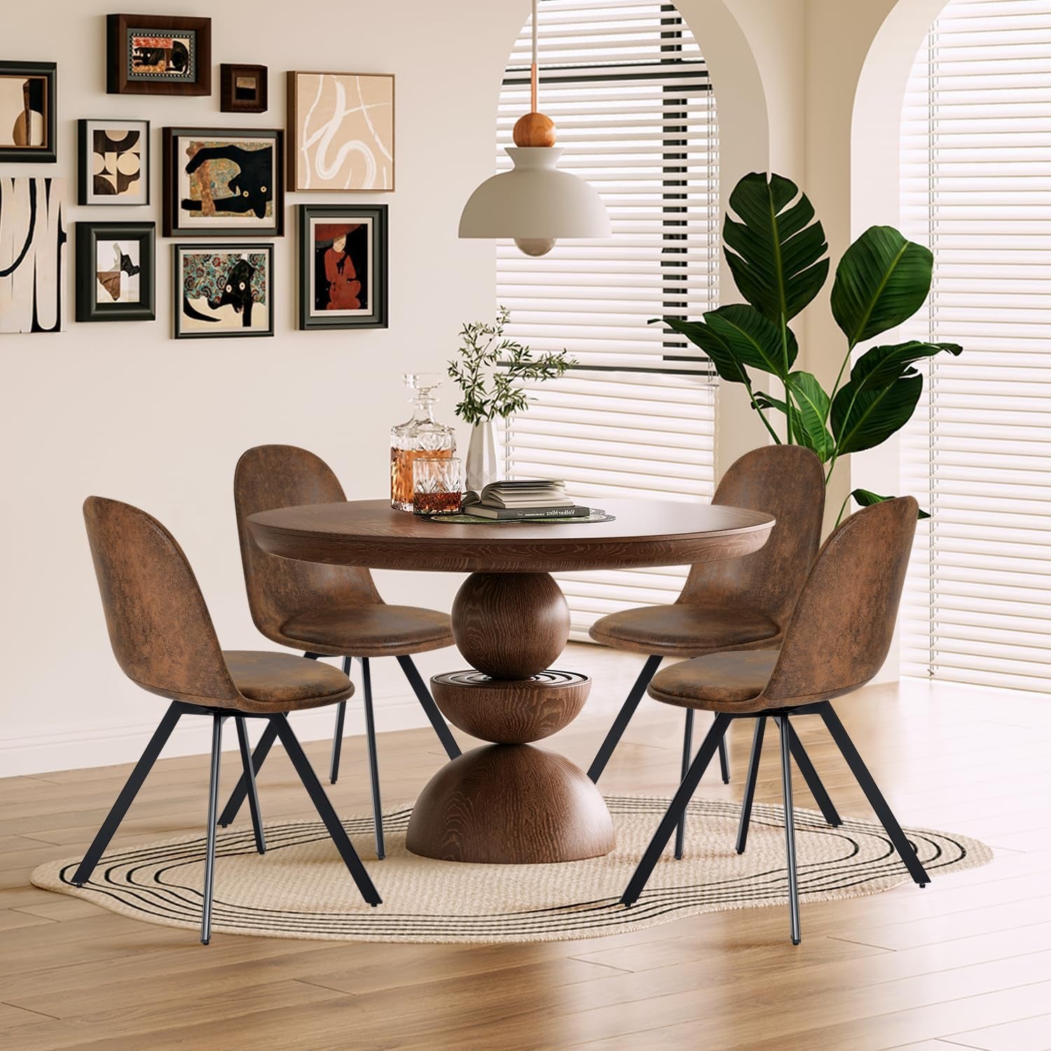 Swivel Dining Chairs Set Of 4 Brown For Kitchen And Dining Room