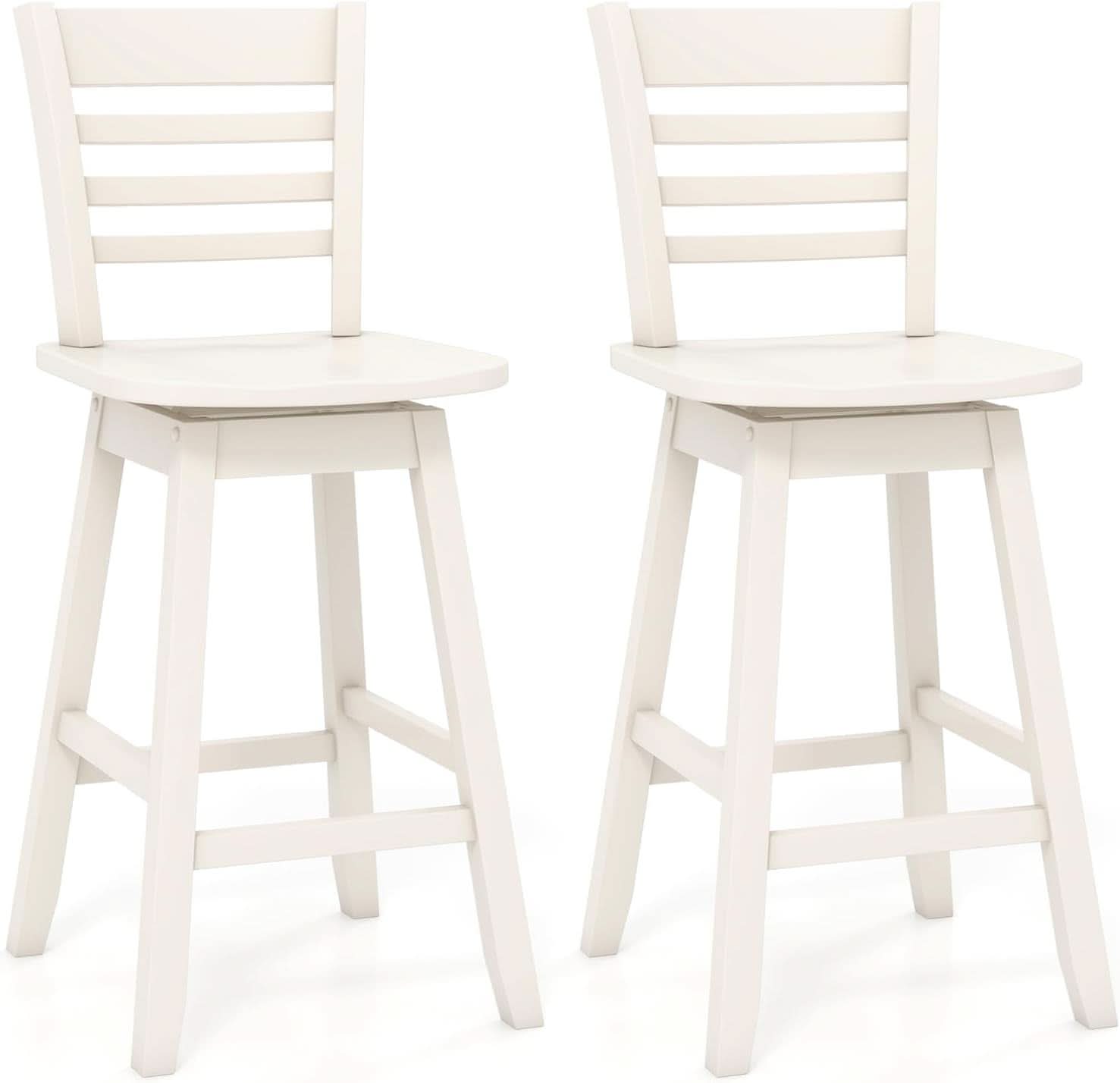 Swivel Wood Bar Stools Set with Ergonomic Design