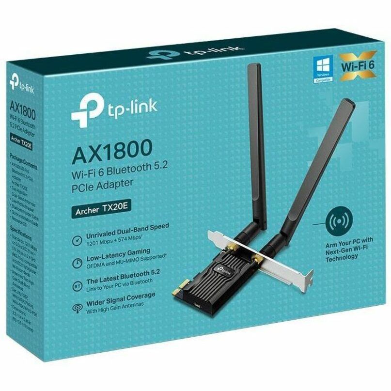 TP-Link Archer TX20E - AX1800 Dual Band Wi-Fi 6 Bluetooth 5.2 PCI Express Adapter -