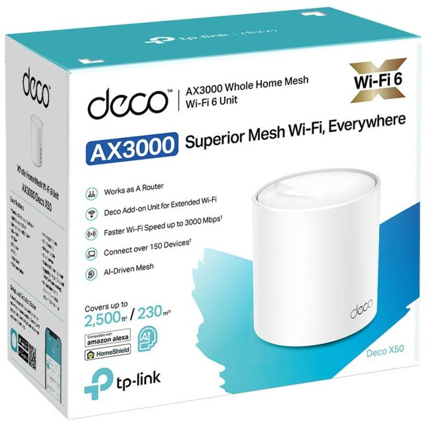 TP-Link Deco X50(1-Pack)_ISP - AX3000 Whole Home Mesh Wi-Fi 6 Unit, 1 pack - Dual Band -