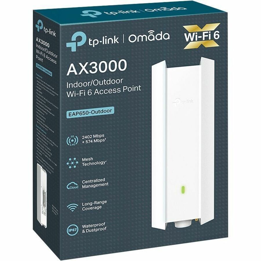 TP-Link EAP650-Outdoor - AX3000 Indoor/Outdoor Dual-Band Wi-Fi 6 Access Point - Omada