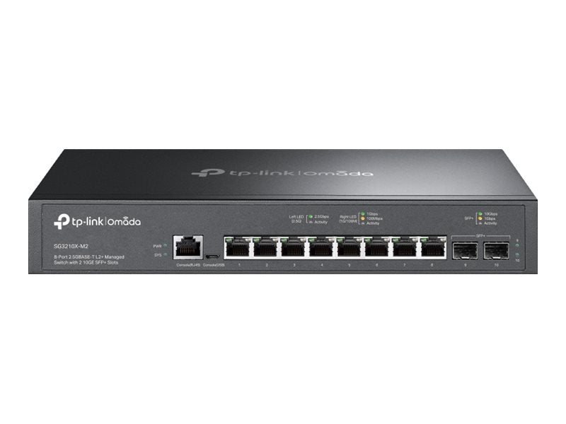 TP-Link Omada SG3210X-M2 V1 - Switch - L2+ - managed - 8 x 2.5GBase-T + 2 x 10Gb Ethernet SFP+ - rack-mountable, desktop