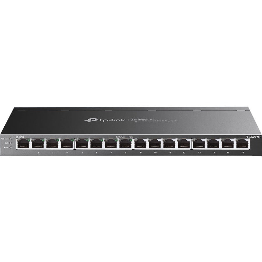 TP-Link TL-SG2016P - JetStream™ 16-Port Gigabit Smart Switch with 8-Port PoE+ - 16