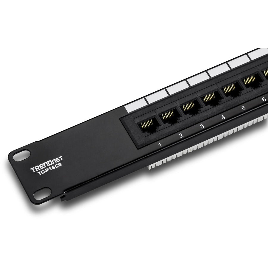 TRENDnet 16-Port Cat6 Unshielded Patch Panel, Wallmount Or Rackmount, 1U 19 TC-P16C6