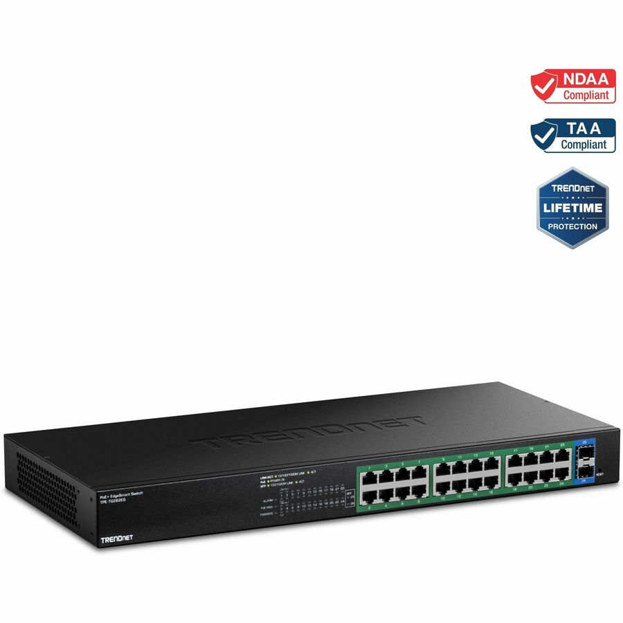 TRENDnet 26-Port Gigabit EdgeSmart PoE+ Switch, TPE TG262ES, 380W PoE Power Budget, 24 x TPE-TG262ES