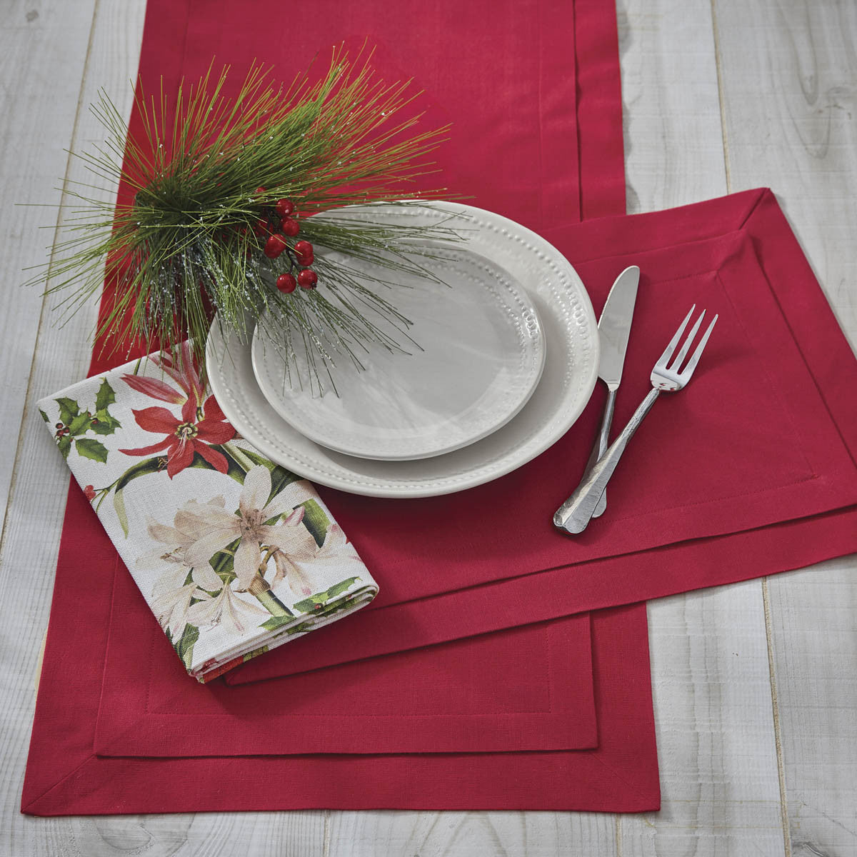 Tailored Table Runner - 72" - Red