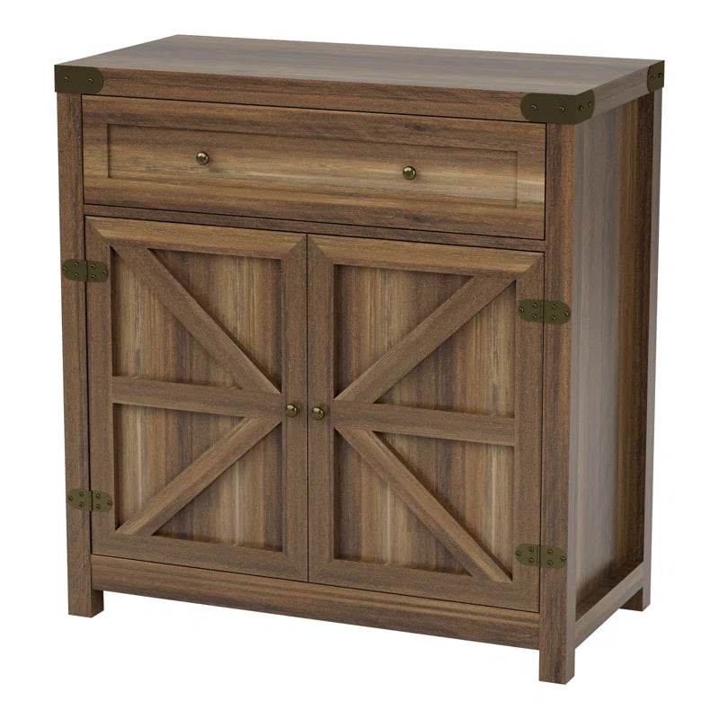 Tall Rustic Farmhouse Two Door Storage Cabinet Unit
