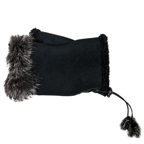 Texting Gloves Fur - Black