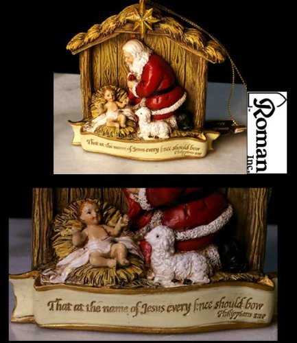 The Kneeling Santa With Baby Jesus Ornament