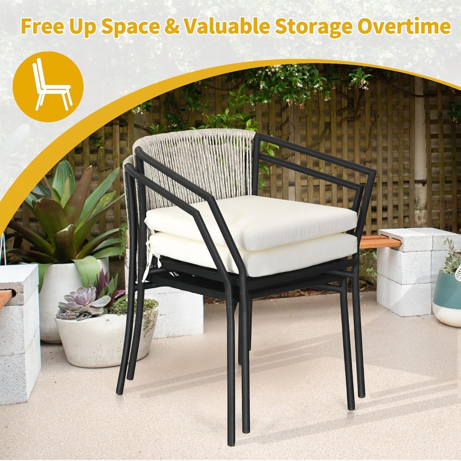 Three Piece Outdoor Patio Wicker Furniture Set With Cushioned Chairs And Coffee Table Gray