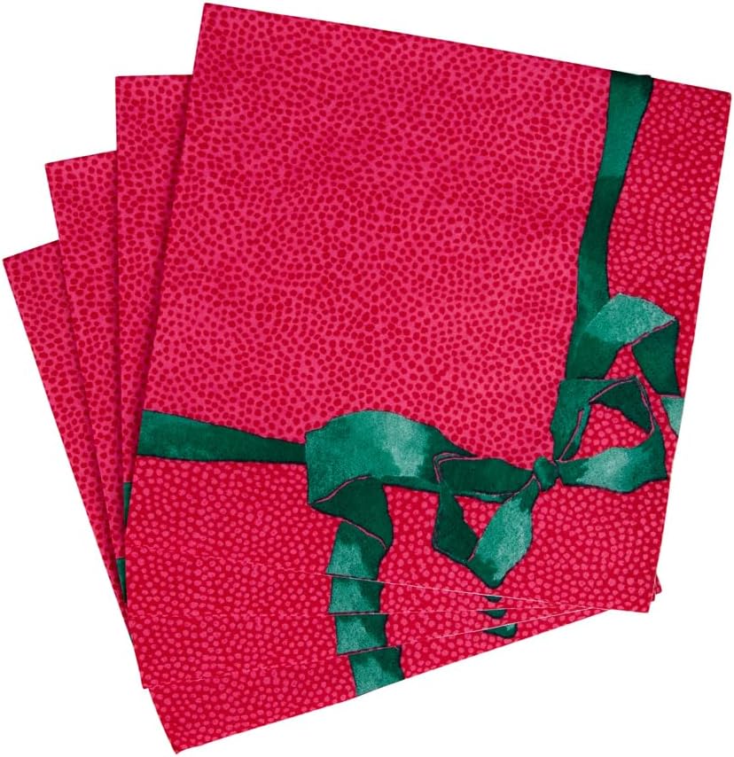 Tied With A Bow Red And Spruce Luncheon Napkins