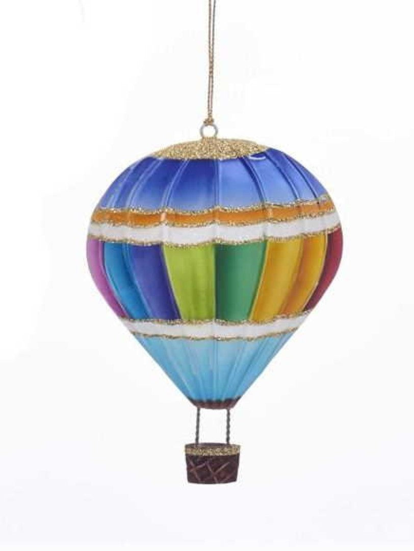Tin Hot Air Balloon Ornament - Rainbow