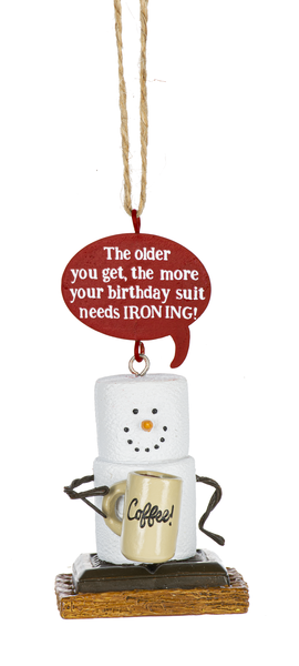 Toasted S'mores Aging Pun Ornament - My Birthday Suit needs Ironing