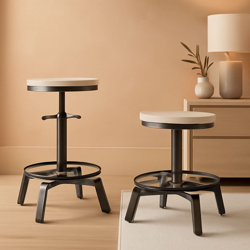 Torjin Industrial Adjustable Height Bar Stool Set White And Black