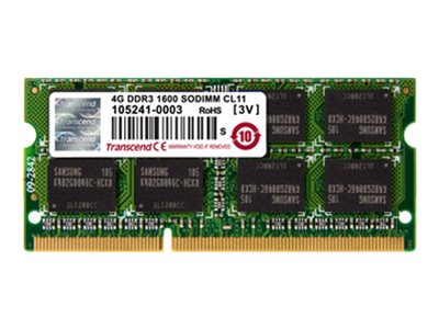 Transcend JetMemory - DDR3L - module - 4 GB - SO-DIMM 204-pin - 1600 MHz / PC3L-12800 - CL11 - 1.35 V - unbuffered -