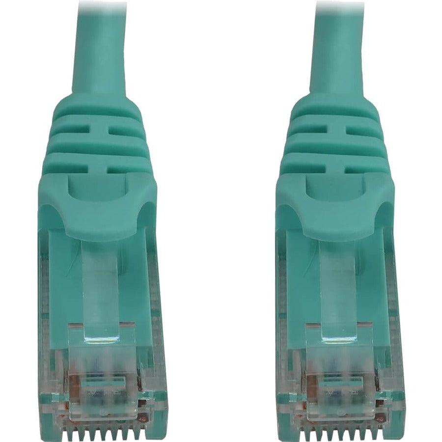 Tripp Lite Cat6a 10G Snagless Molded UTP Ethernet Cable (RJ45 M/M), PoE, Aqua, 6 in. (15 cm)