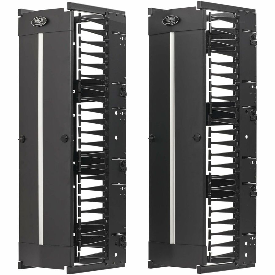 Tripp Lite High-Capacity Vertical Cable Manager - Deep Double Finger Duct with Cover -