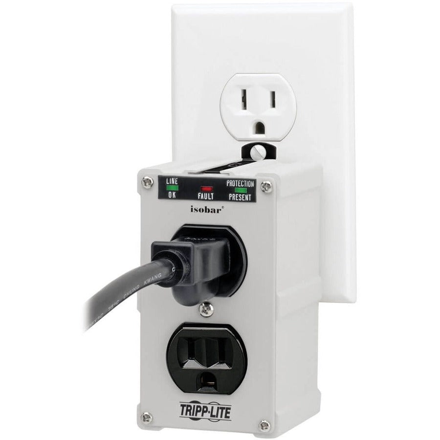 Tripp Lite Isobar 2-Outlet Surge Protector Direct Plug-In 1410 Joules Diagnostic LEDs Metal Housing