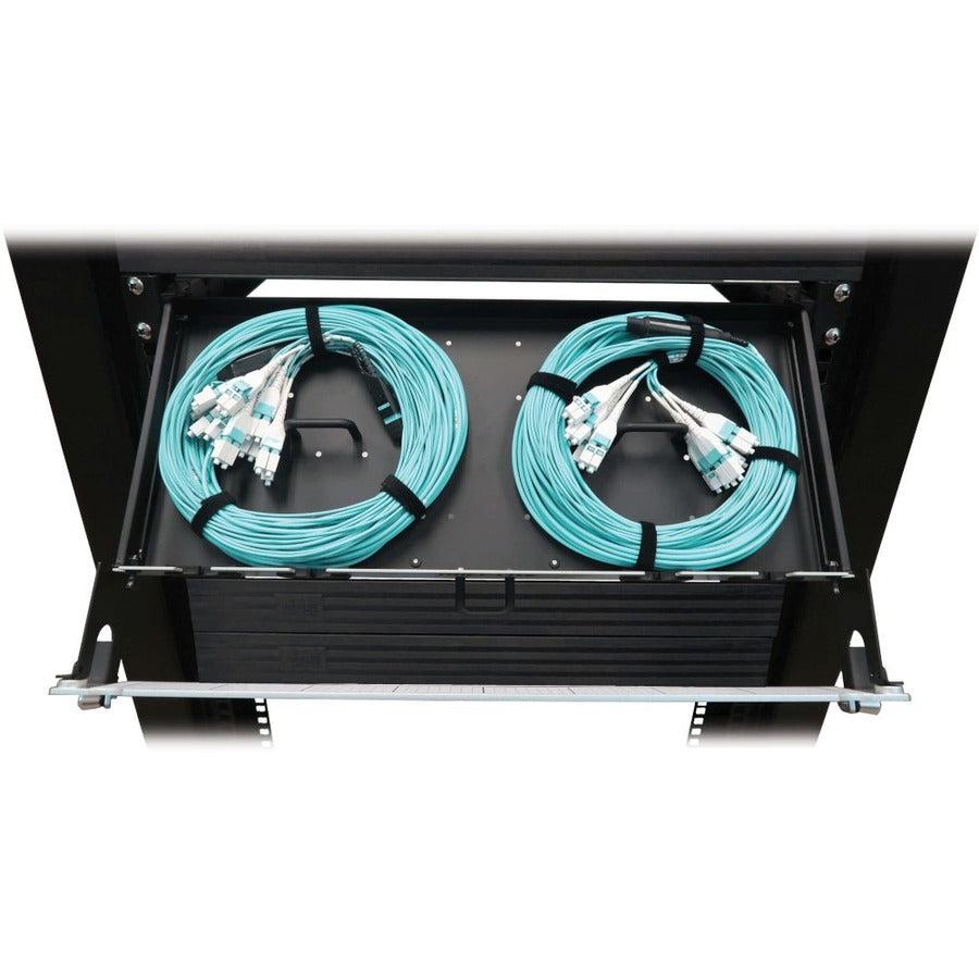 Tripp Lite Preloaded Fiber Panel, 1U - 2X (24F Mtp/Mpo-Pc To 12X Lc Duplex F/M) 24F Trunk Cables, Om4 Multimode, 20 M (65.6 Ft.)