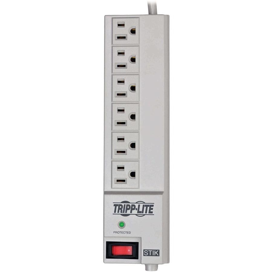 Tripp Lite Protect It! Surge Protector with 6 Right-Angle Outlets, 6 ft. (1.83 m) Cord, 540 Joules, Diagnostic LED
