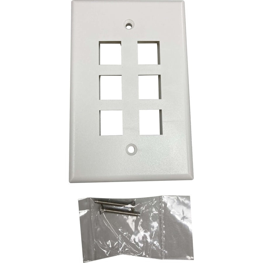 Tripp Lite Safe-It 6-Port Single-Gang Keystone Wall Plate, Antibacterial, Ivory Matte, Taa