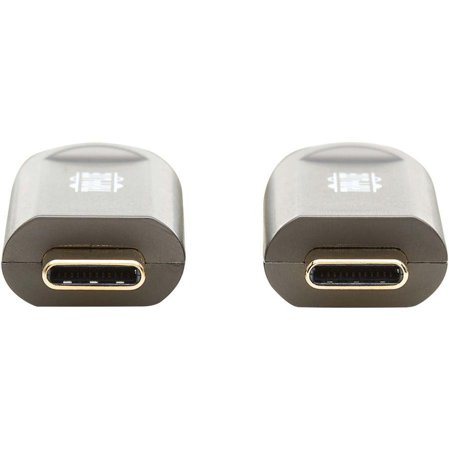 Tripp Lite USB-C AOC Cable (M/M) - USB 3.2 Gen 2 (10 Gbps) Plenum-Rated Fiber Active Optical Cable - Data Only, Black, 10 m