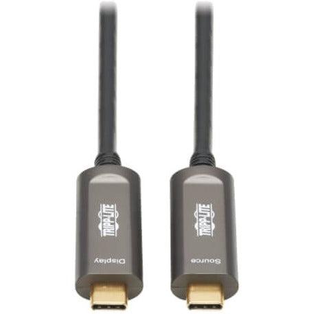 Tripp Lite USB-C to USB-C Plenum-Rated Fiber Active Optical Cable (AOC) - 4K 60 Hz, HDR, 4:4:4, M/M, Black, 10 m