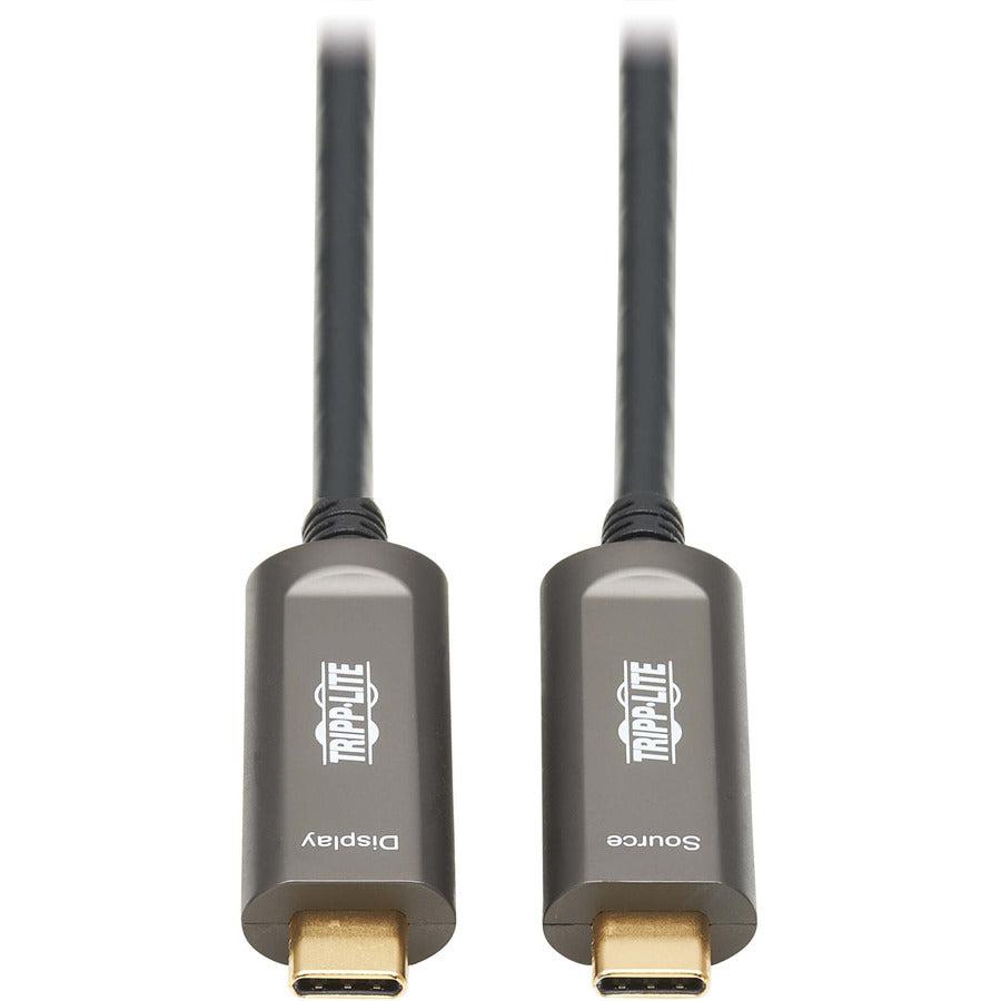 Tripp Lite USB-C to USB-C Plenum-Rated Fiber Active Optical Cable (AOC) - 4K 60 Hz, HDR, 4:4:4, M/M, Black, 30 m