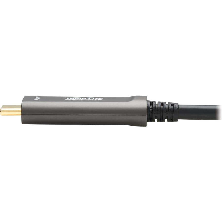 Tripp Lite USB-C to USB-C Plenum-Rated Fiber Active Optical Cable (AOC) - 4K 60 Hz, HDR, 4:4:4, M/M, Black, 30 m