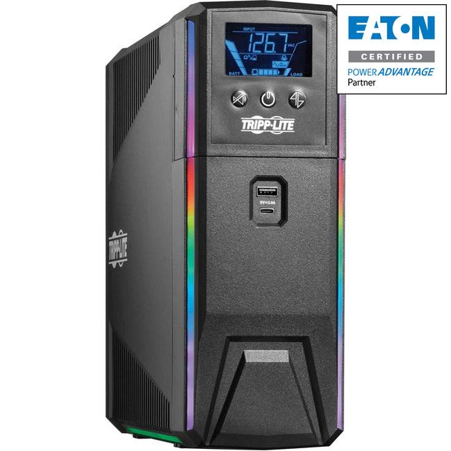 Tripp Lite by Eaton 1000VA 600W 120V Pure Sine Wave Gaming UPS Battery Backup - LCD, AVR, RGB LEDs, USB Charging, Power Saving SMART1000PSGLCD