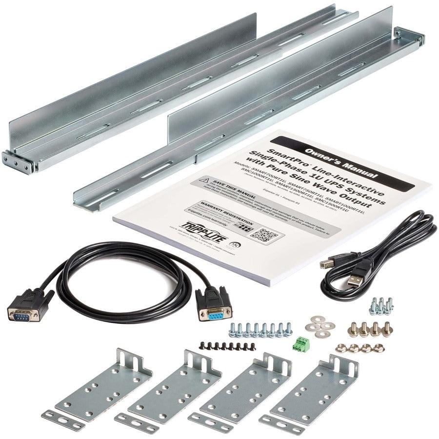 Tripp Lite by Eaton SmartPro 1000VA 600W 120V Line-Interactive Sine Wave UPS, AVR - 4 NEMA 5-15R Outlets, Network Card Option, LCD, USB, 1U Rack/Tower SMC1000RT1U