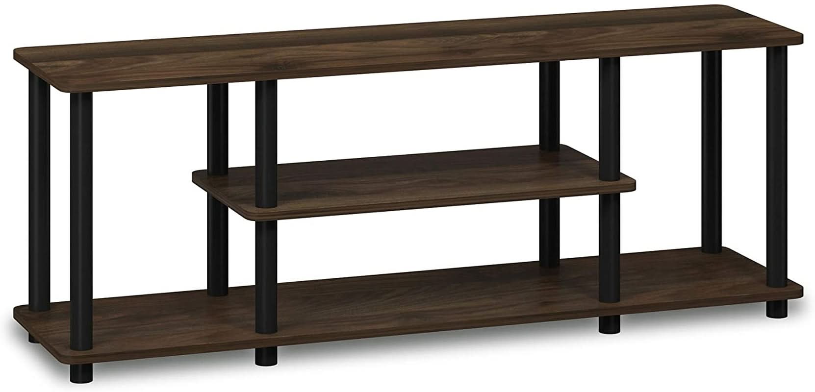 Turn-N-Tube 3-Tier TV Stand 50-Inch TVs No Tools Assembly Columbia Walnut Black