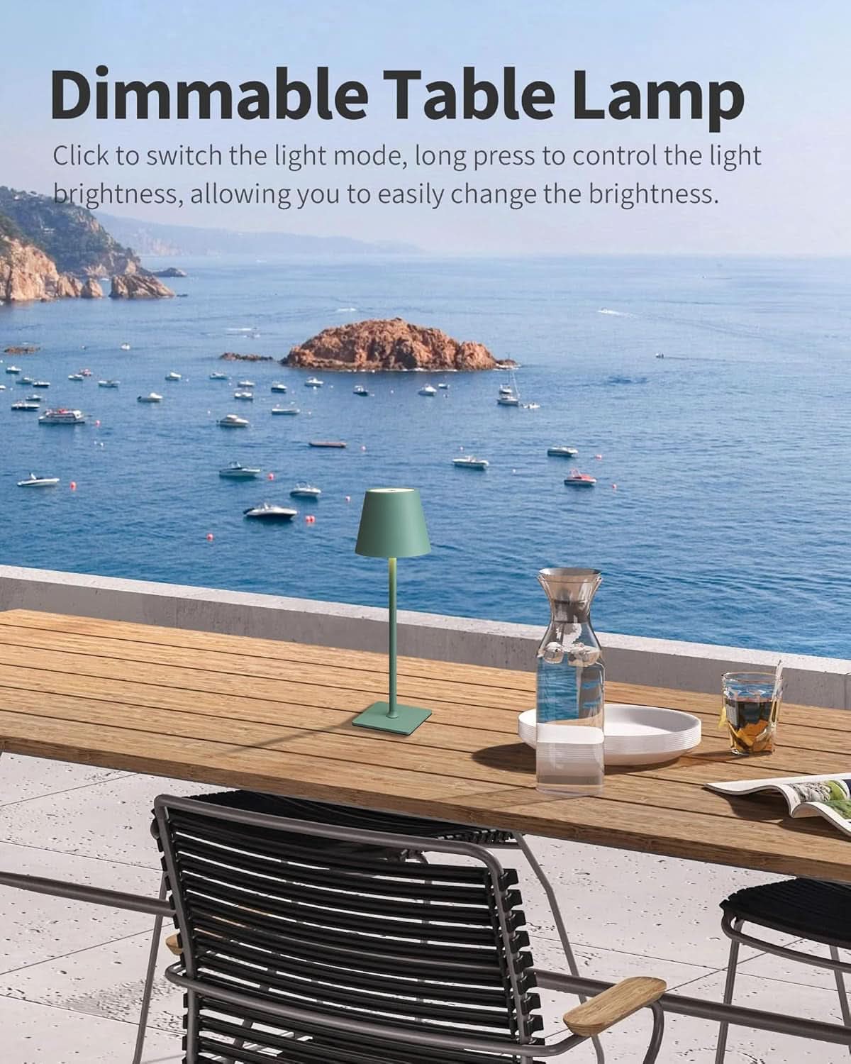 Two Pack Cordless LED Table Lamp 5000mAh Battery Portable Dimmable Green Desk Lamp With 3 Color Temperatures