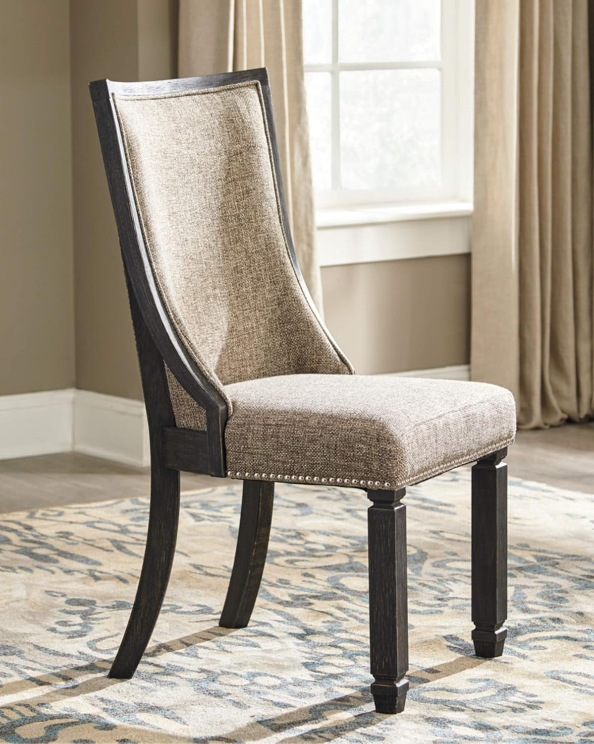 Tyler Creek Urban Farmhouse Upholstered Dining Chair Set Of Two Almost Black