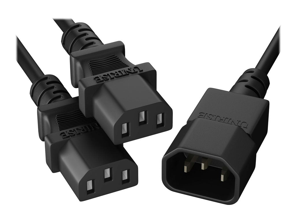UNC Group - Power cable - power IEC 60320 C13 to IEC 60320 C14 - 250 V - 13 A - 3 ft - black PWCD-C13X2C14-13A-03F-BLK